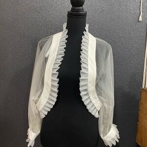 Sheer White Ruffle Trim Bolero Shrug